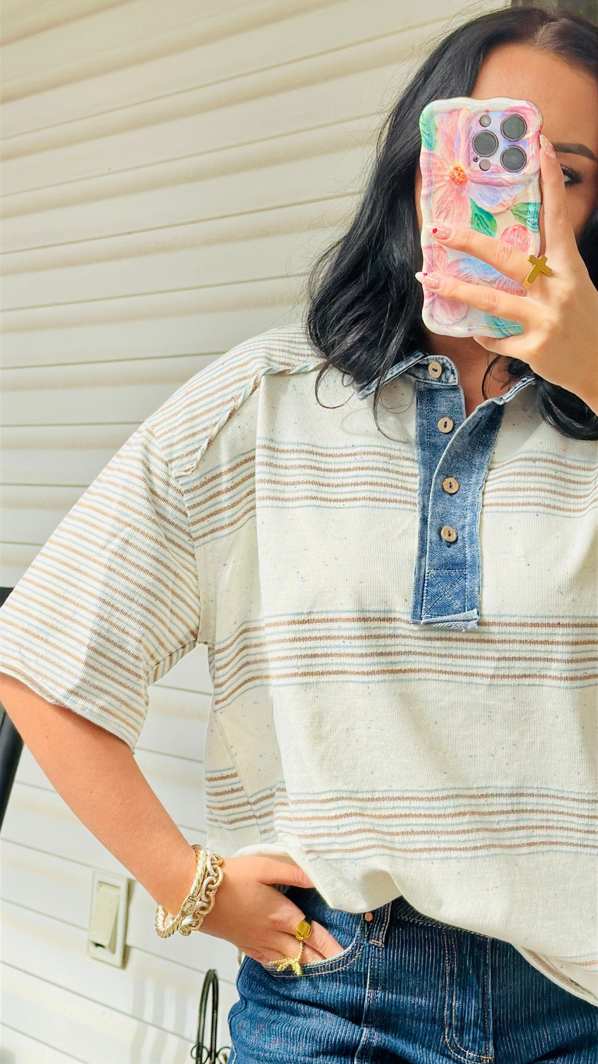 Bluebell Stripe Button-Up
