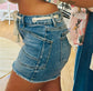 Risen-Slouchy Eyelet String Detail Shorts