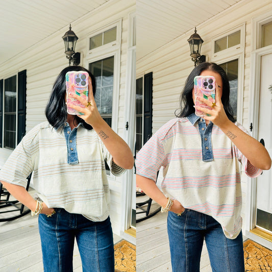 Bluebell Stripe Button-Up