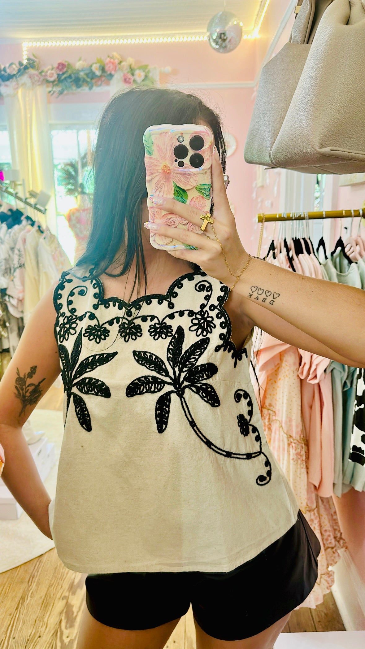 Simply Southern-Swaying Palms Linen Top