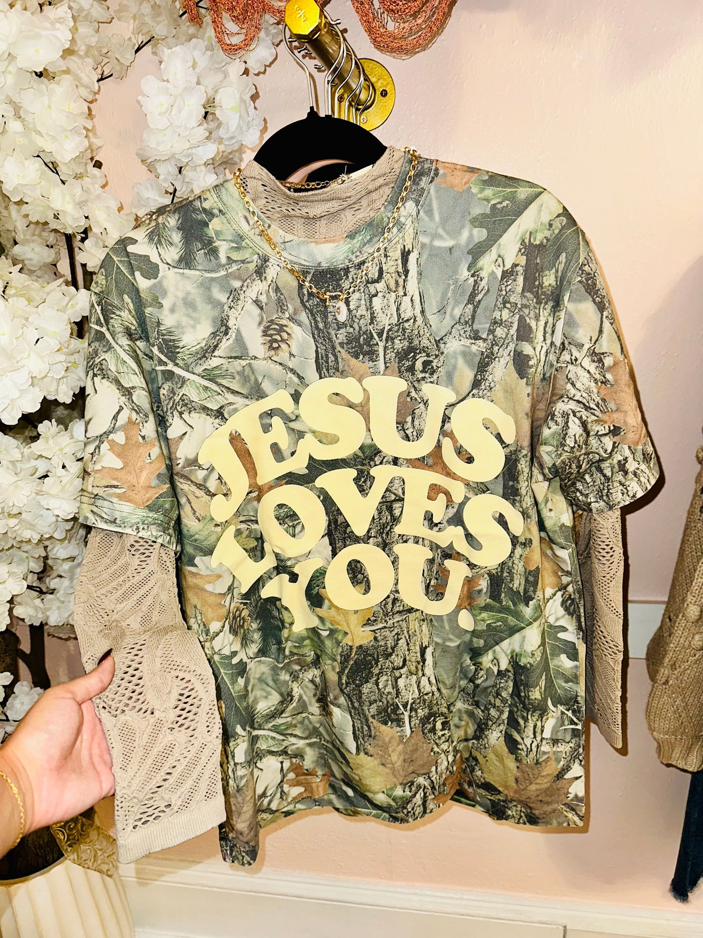 Camouflage “Jesus Loves You” Tee