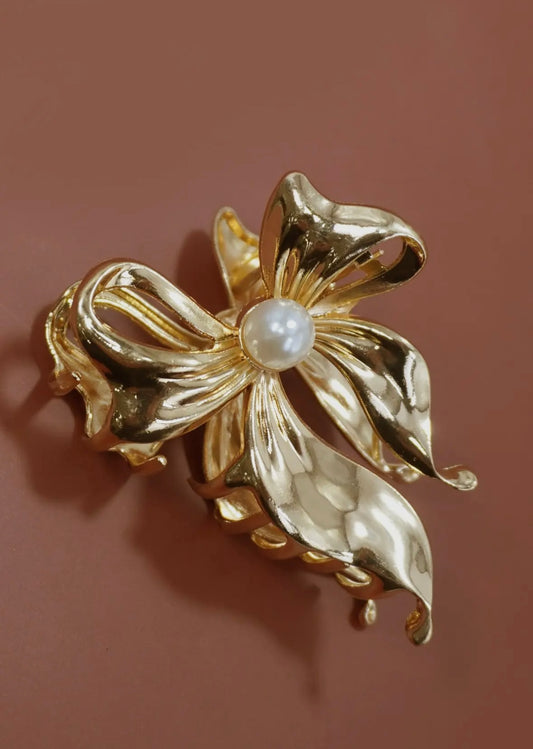 Gold Bow Claw Clip