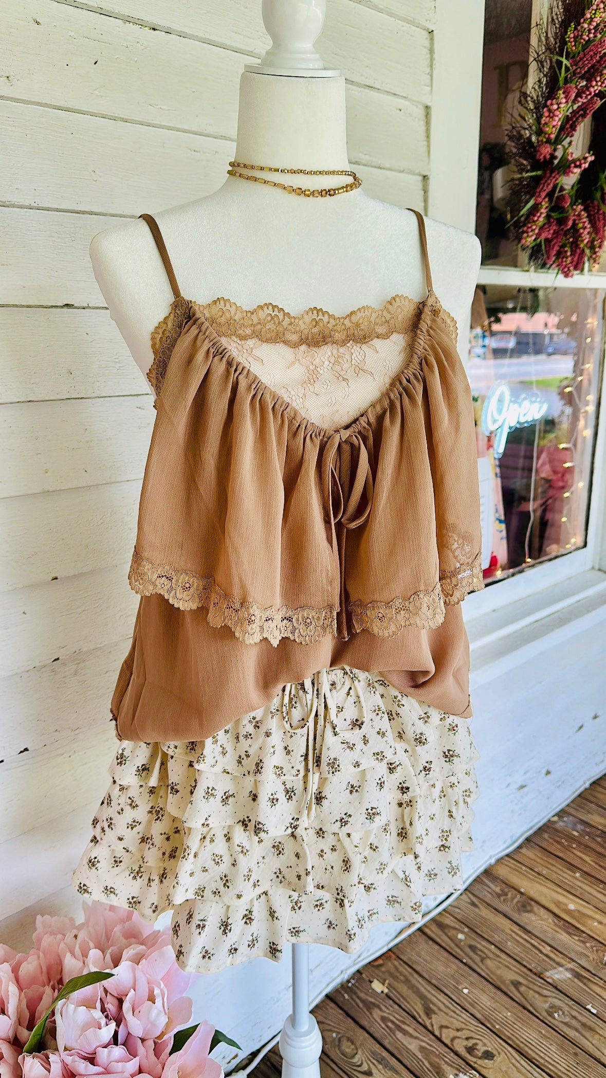 Delicate Lace Tiered Camisole
