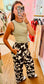 Brown High Waisted Cow Print Pants