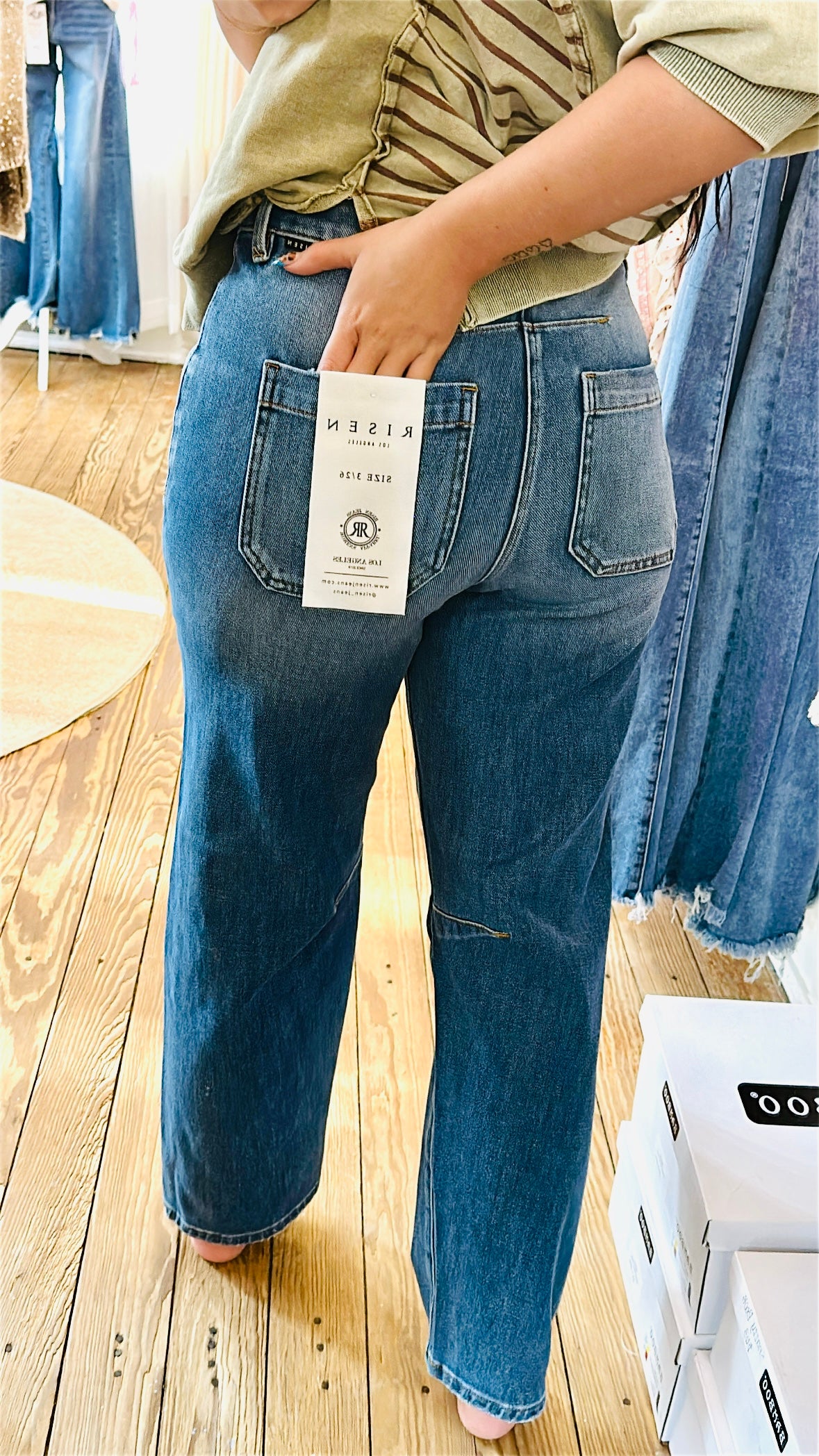 Risen Mid Rise Barrel Jeans