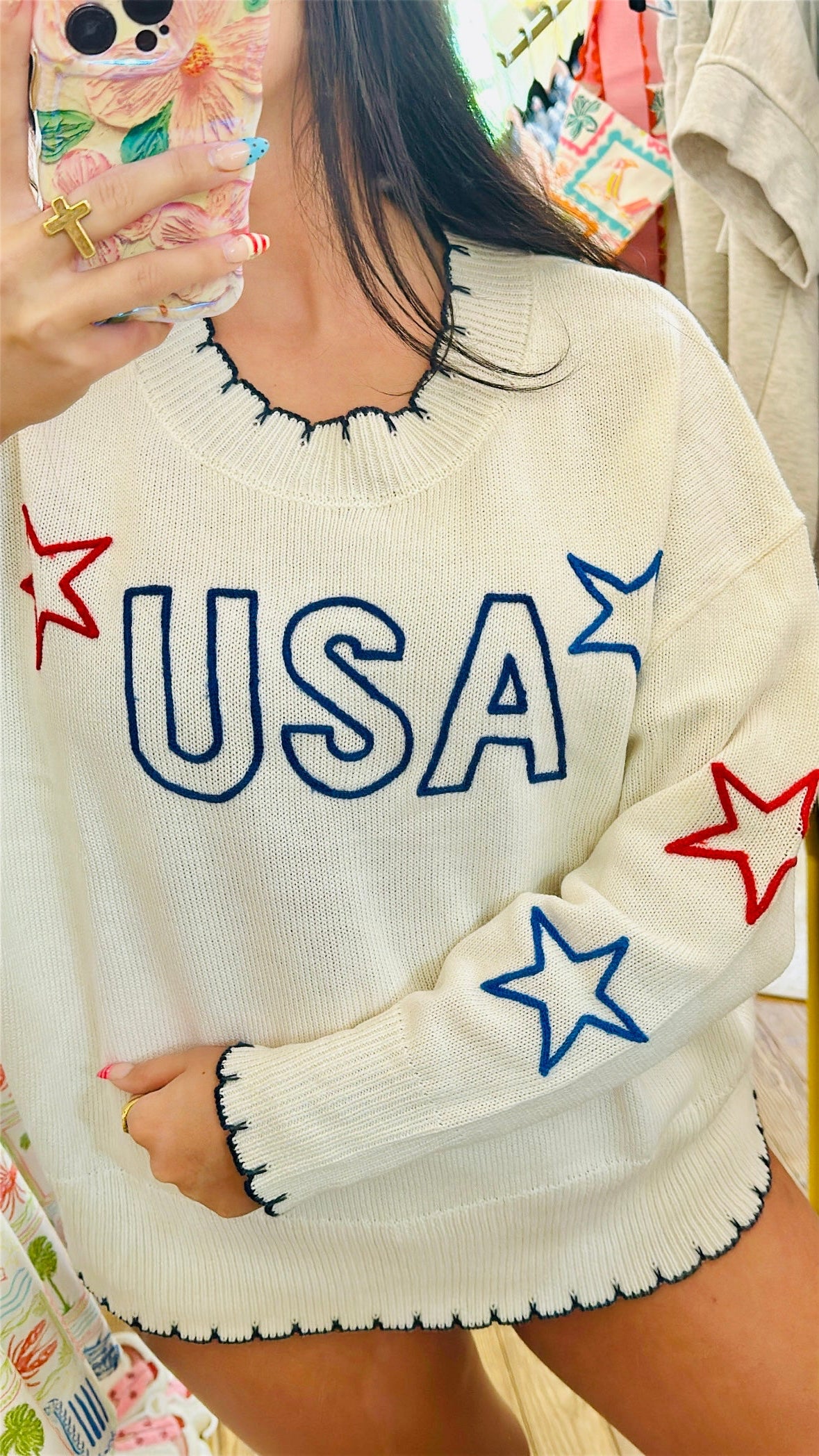 Simply Southern Knit USA Star Sweater