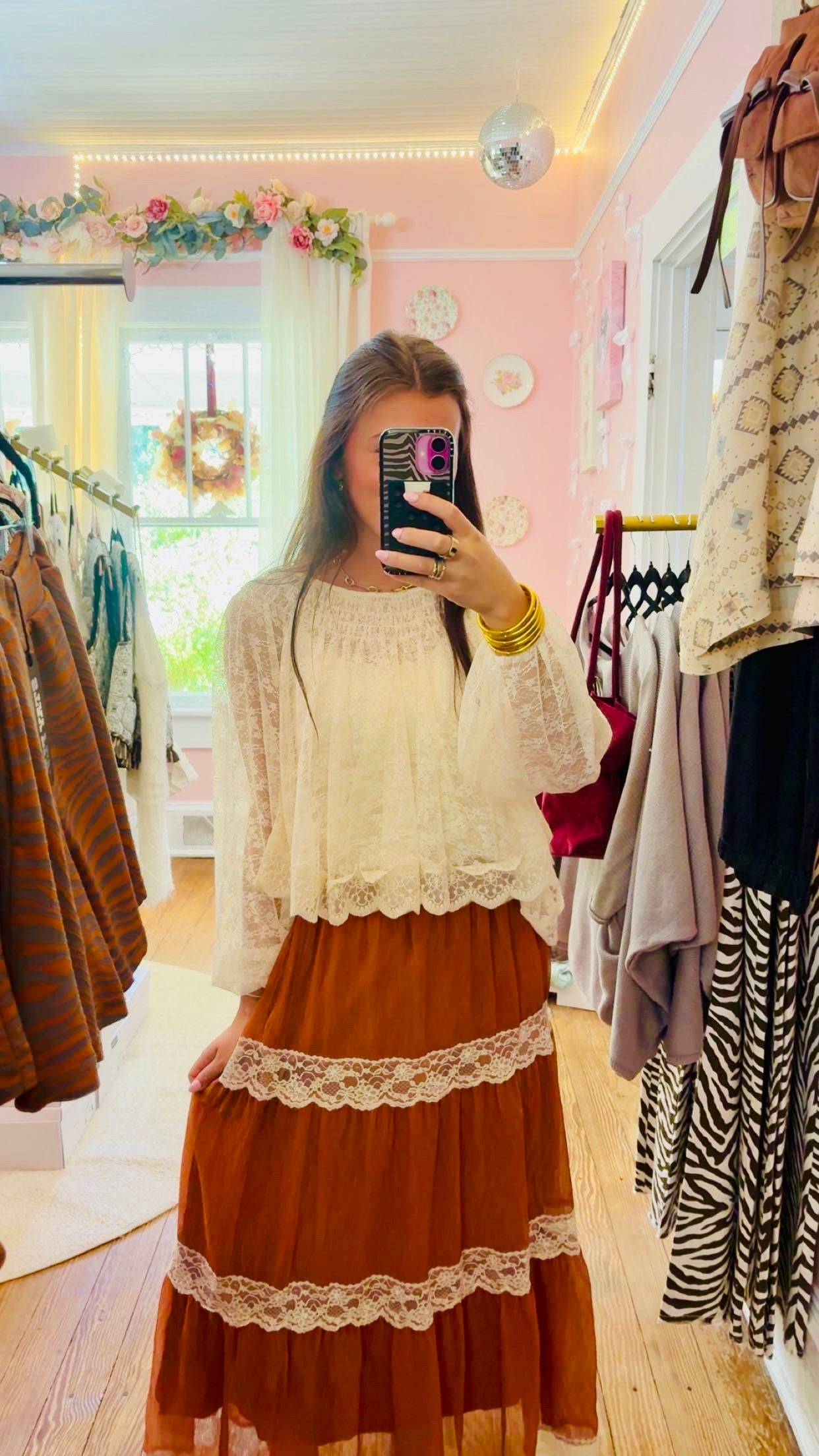 Pumpkin Lace Maxi Skirt