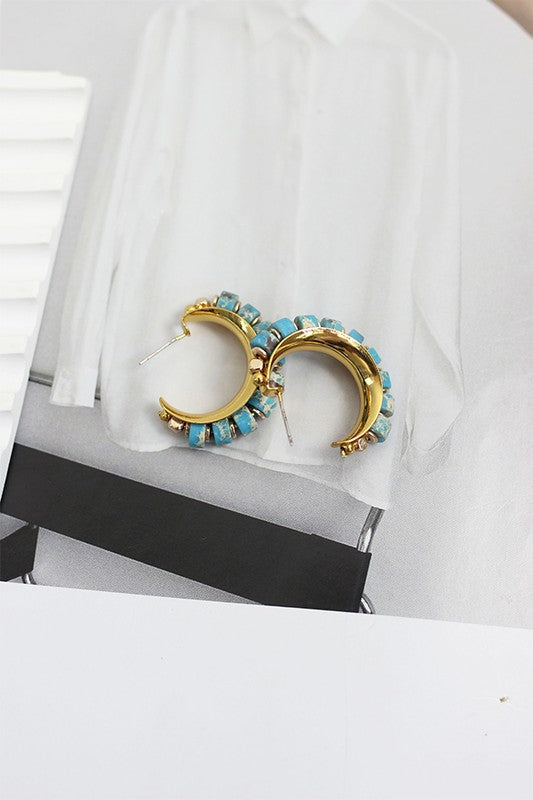 Beaded Turquoise Hoop