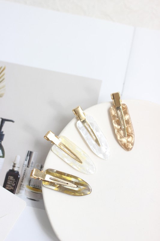 Marble Resin Hair Clip Set