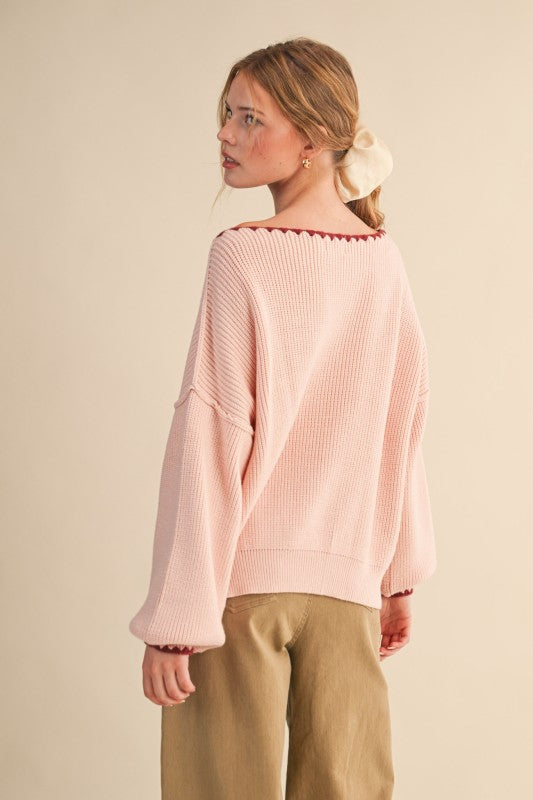 Pure Pink Puff Sleeve Sweater