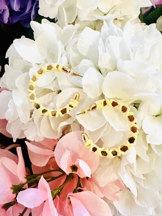 Yellow Braided Hoop Earrings