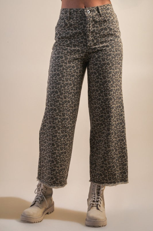 Leopard Printed Marine Straight Pants