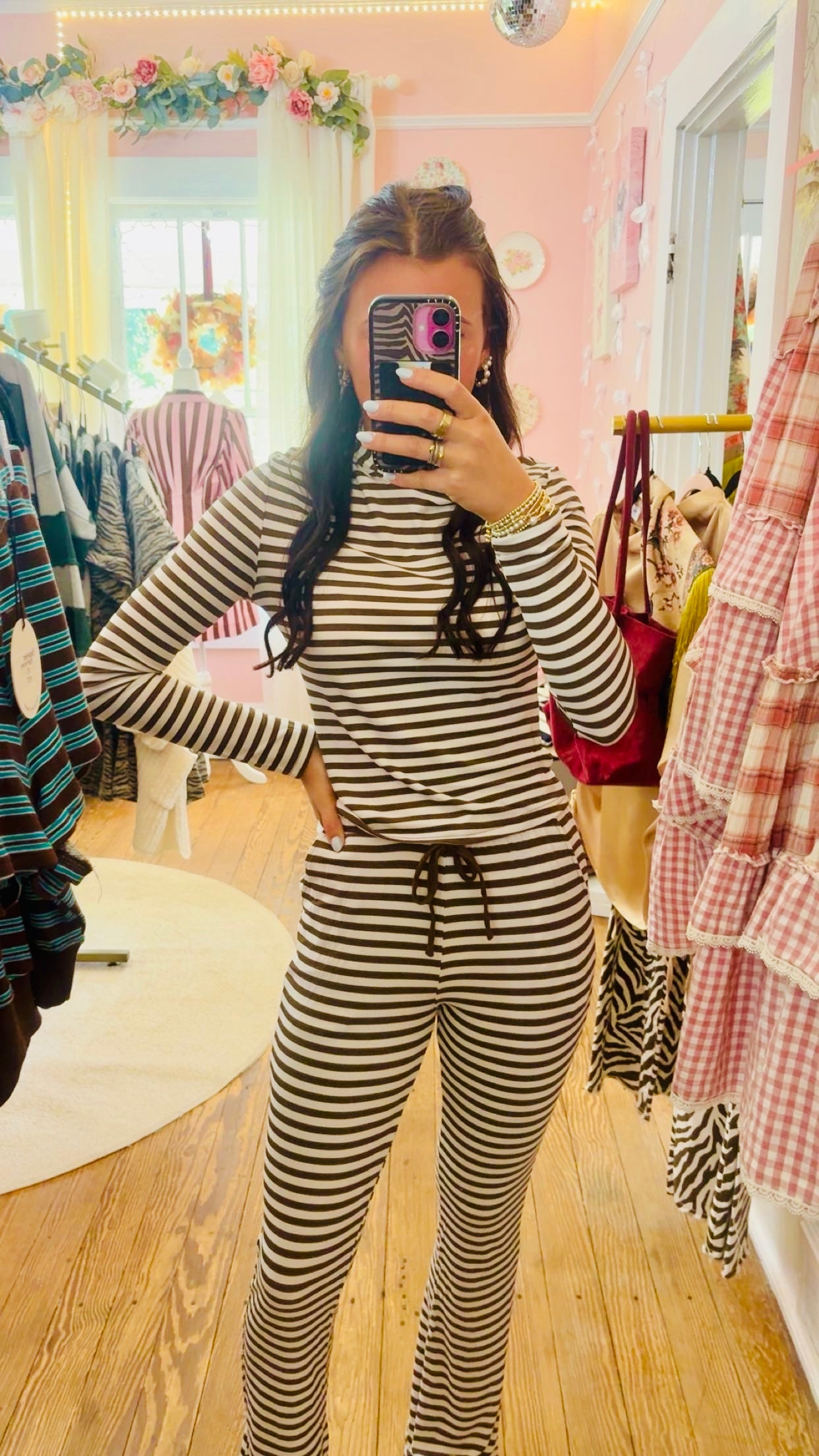 Ribbed Knit Stripe Pants
