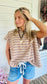 Boxy Stripe Polo Cap Sleeve Top