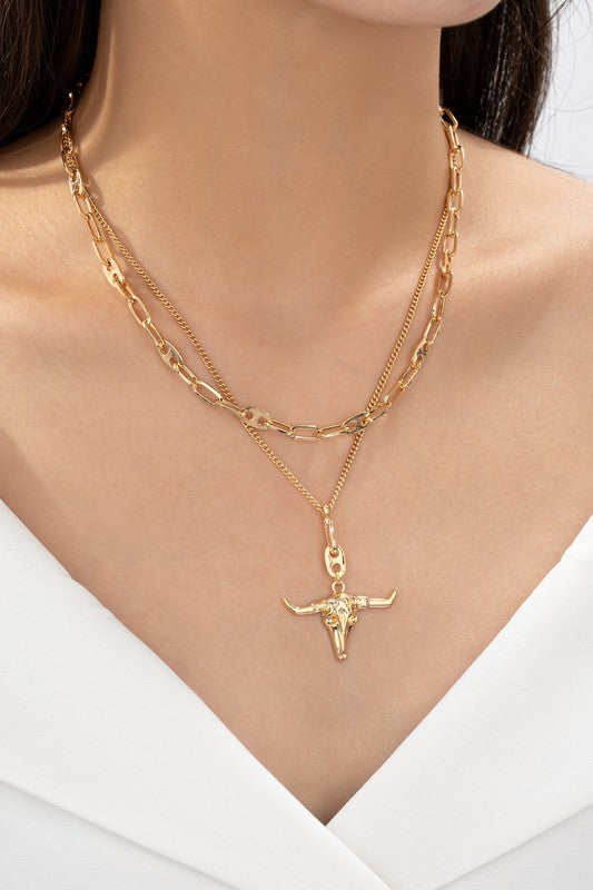 Cow Head Pendant Necklace