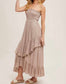 Strapless Tiered Ruffle Midi Dress