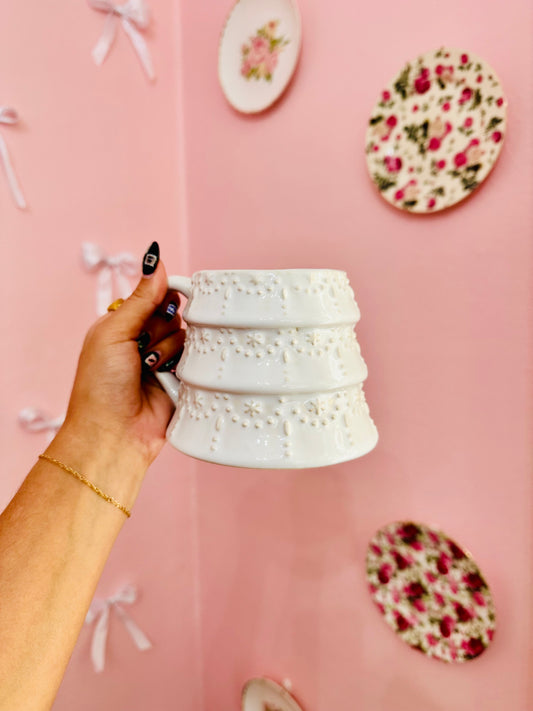 Sculpted White Tree Mug