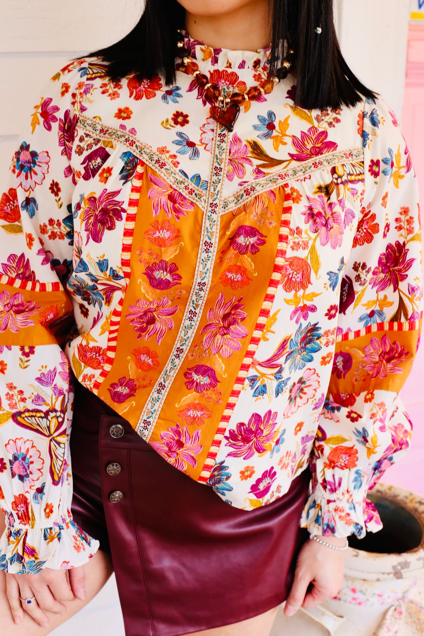 Exclusive Floral Border Print Top