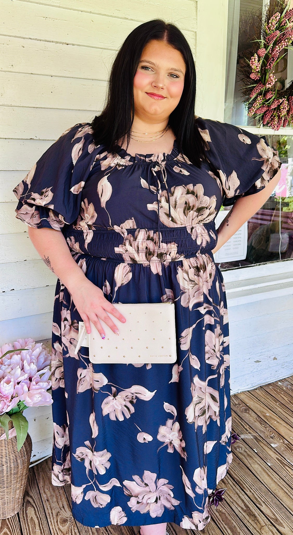 PLUS- Midnight Garden Maxi Dress