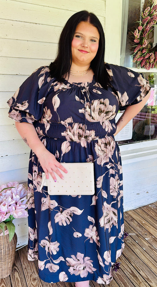 PLUS- Midnight Garden Maxi Dress