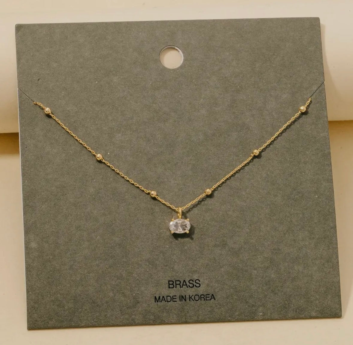 Faceted Oval Gem Pendant Necklace