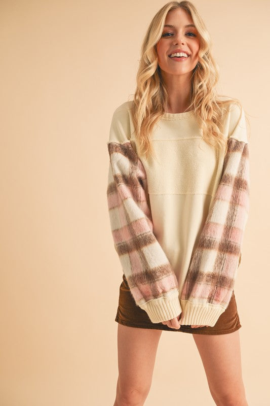 Malva Plaid Pullover Sweater