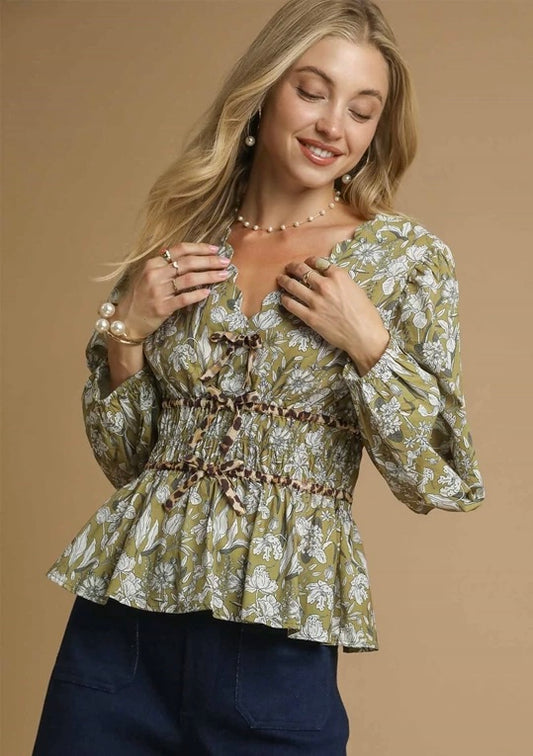 Multi Print Green Top