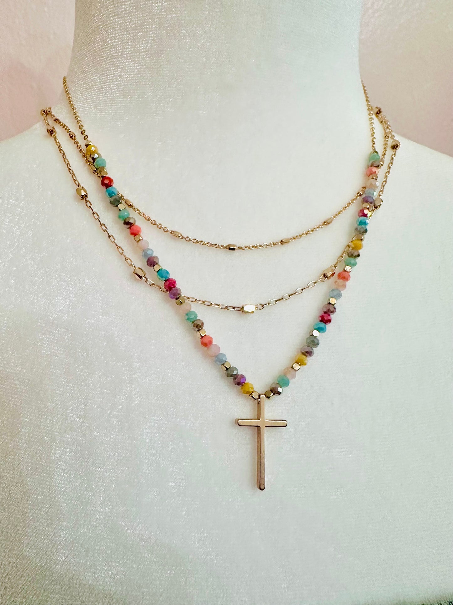 Multi Color Cross Necklace