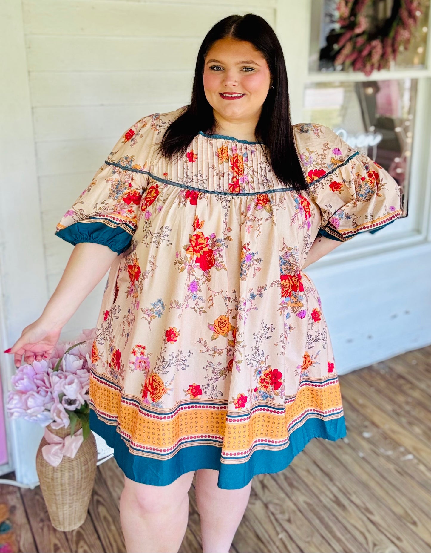 Plus-Full Bloom Babe Mini Dress