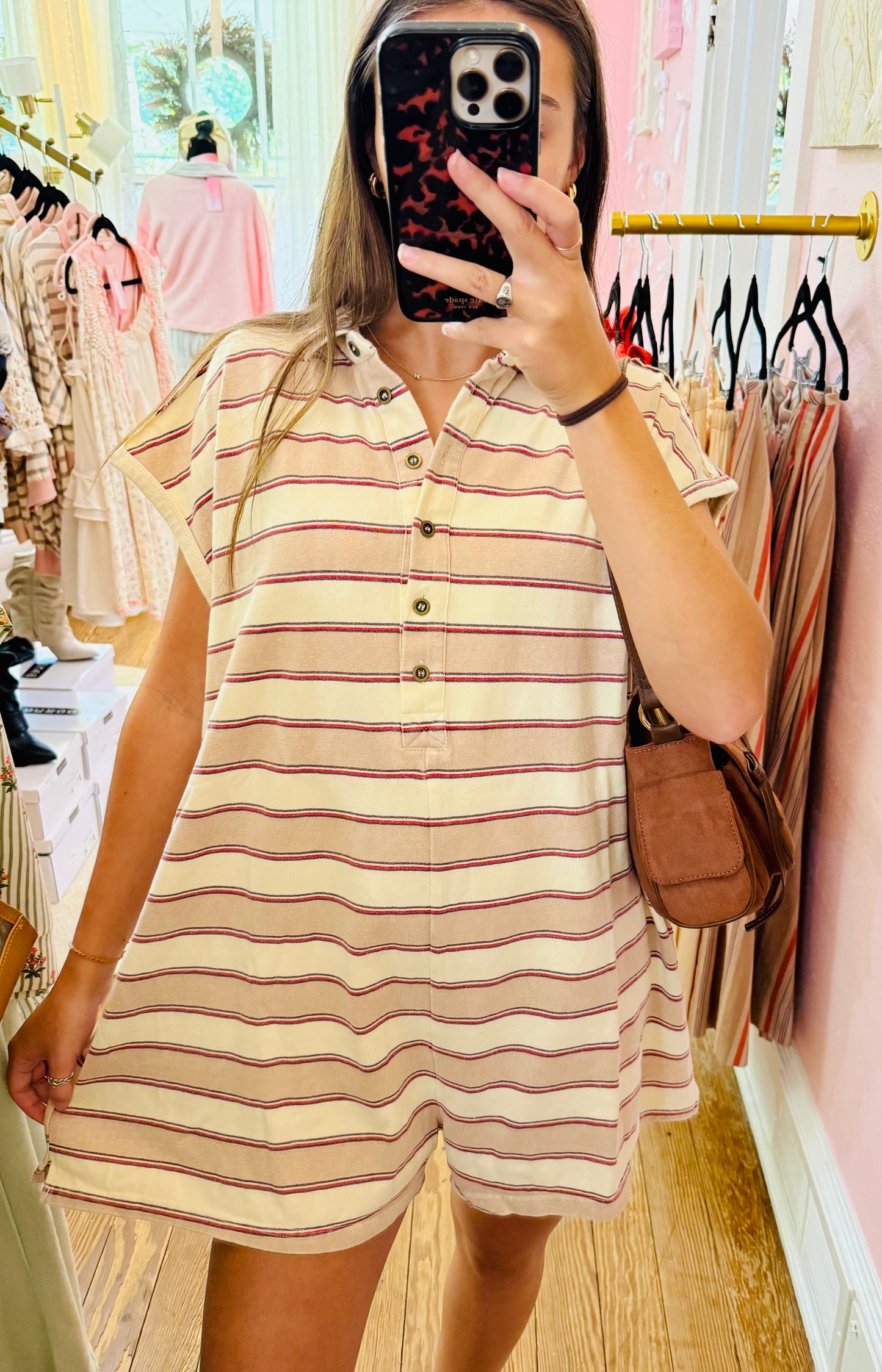 Sleeveless Polo Stripe Romper