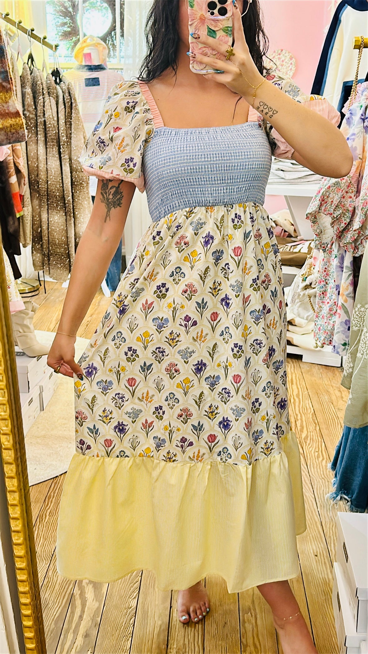Pastel Petal Princess Midi Dress