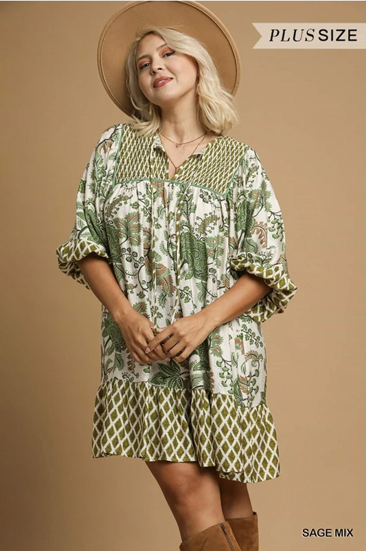 PLUS-Sage Mix Dress