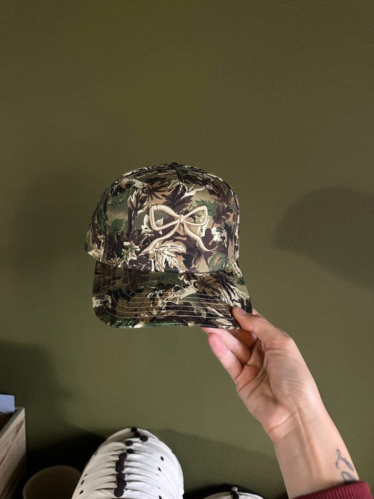 Camo Cream Bow Trucker Hat