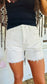 RISEN- Cream High Rise Distressed Shorts