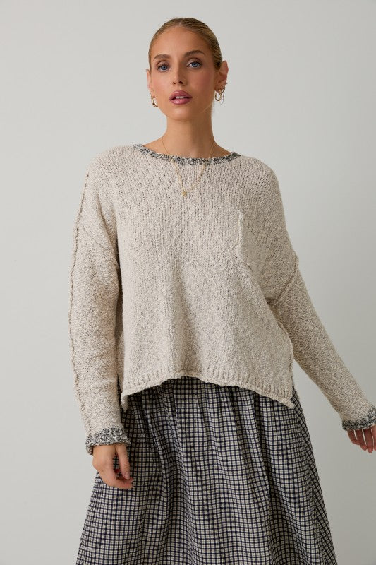 Boat Neck Long Sleeve Sweater