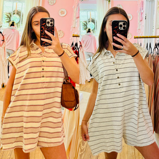 Sleeveless Polo Stripe Romper