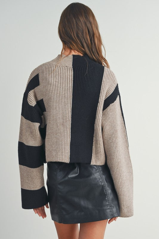 Color Block Mock Sweater