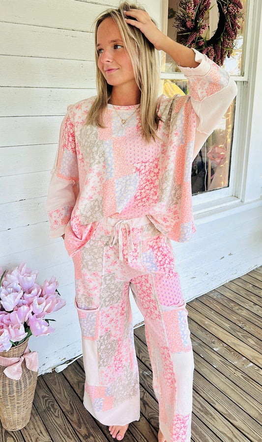 Pink Polly Patchwork Print Pants