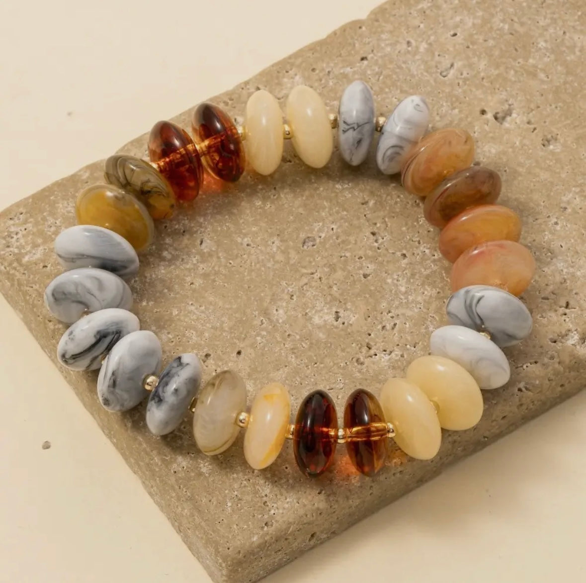 Mixed Marble Resin Disc Bead Bracelet