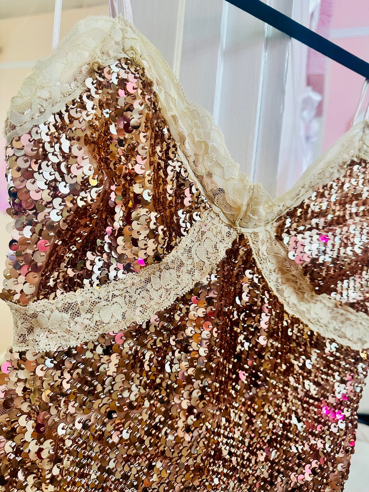 Champagne Sequin Mini Dress