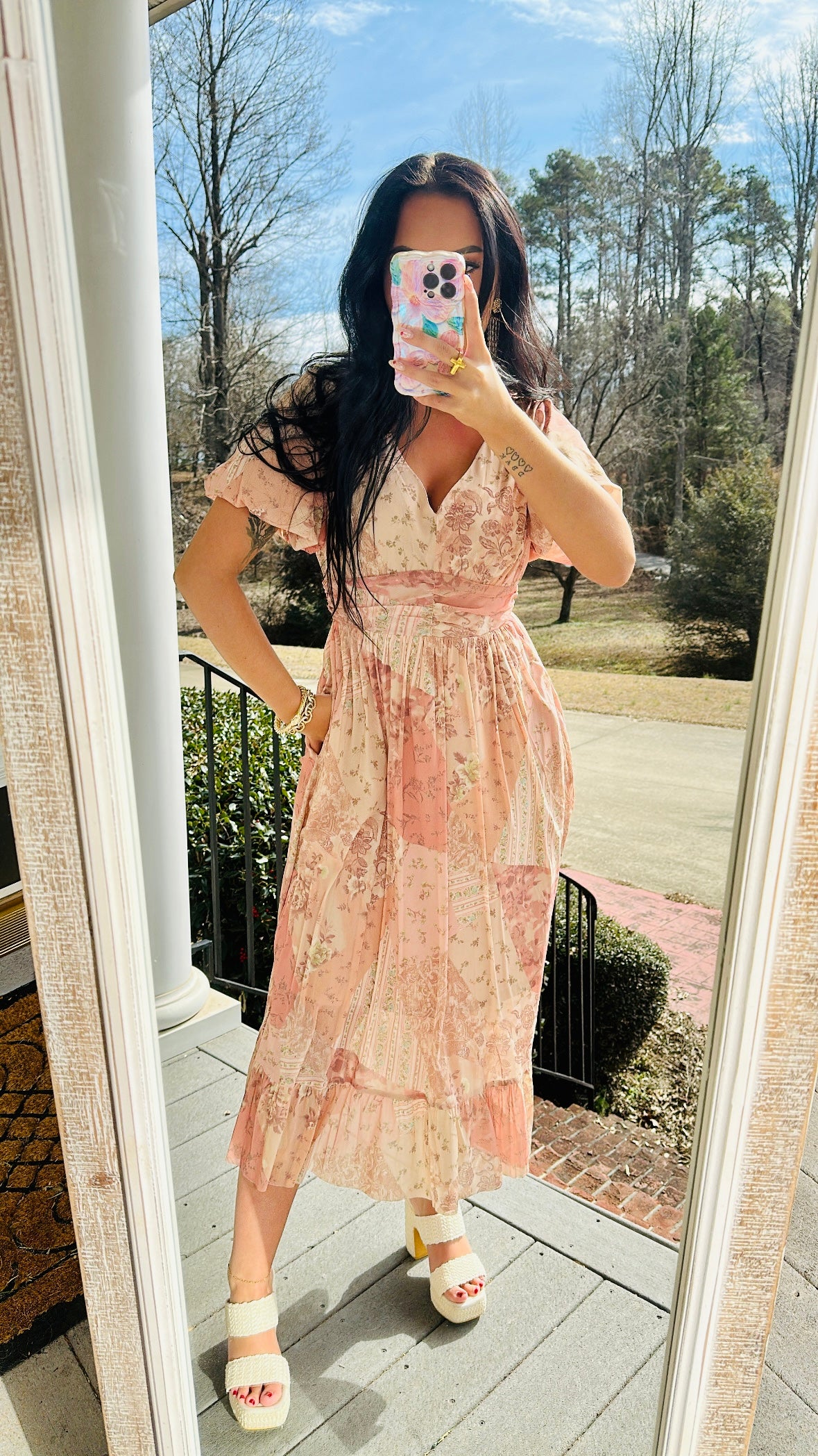 Blushing Meadow Midi Dress