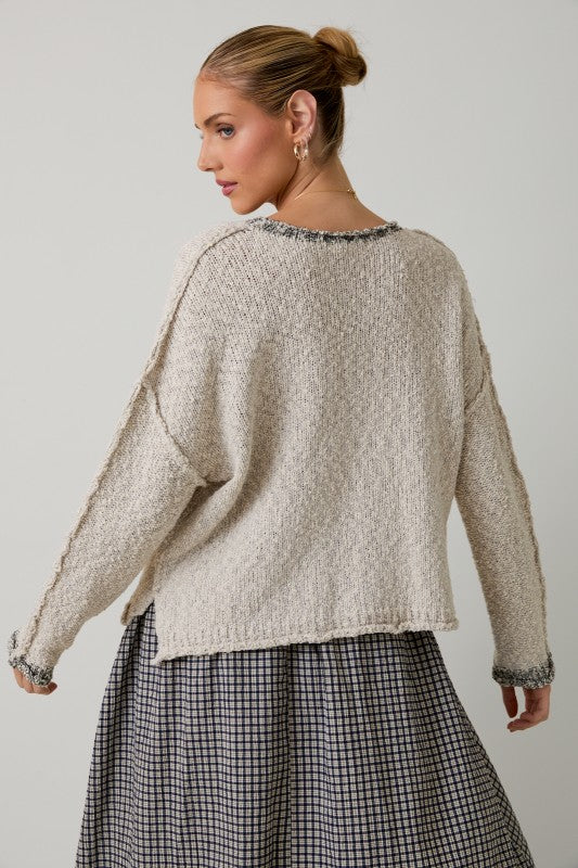 Boat Neck Long Sleeve Sweater