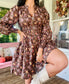 Mocha Mousse Floral Zipper Dress