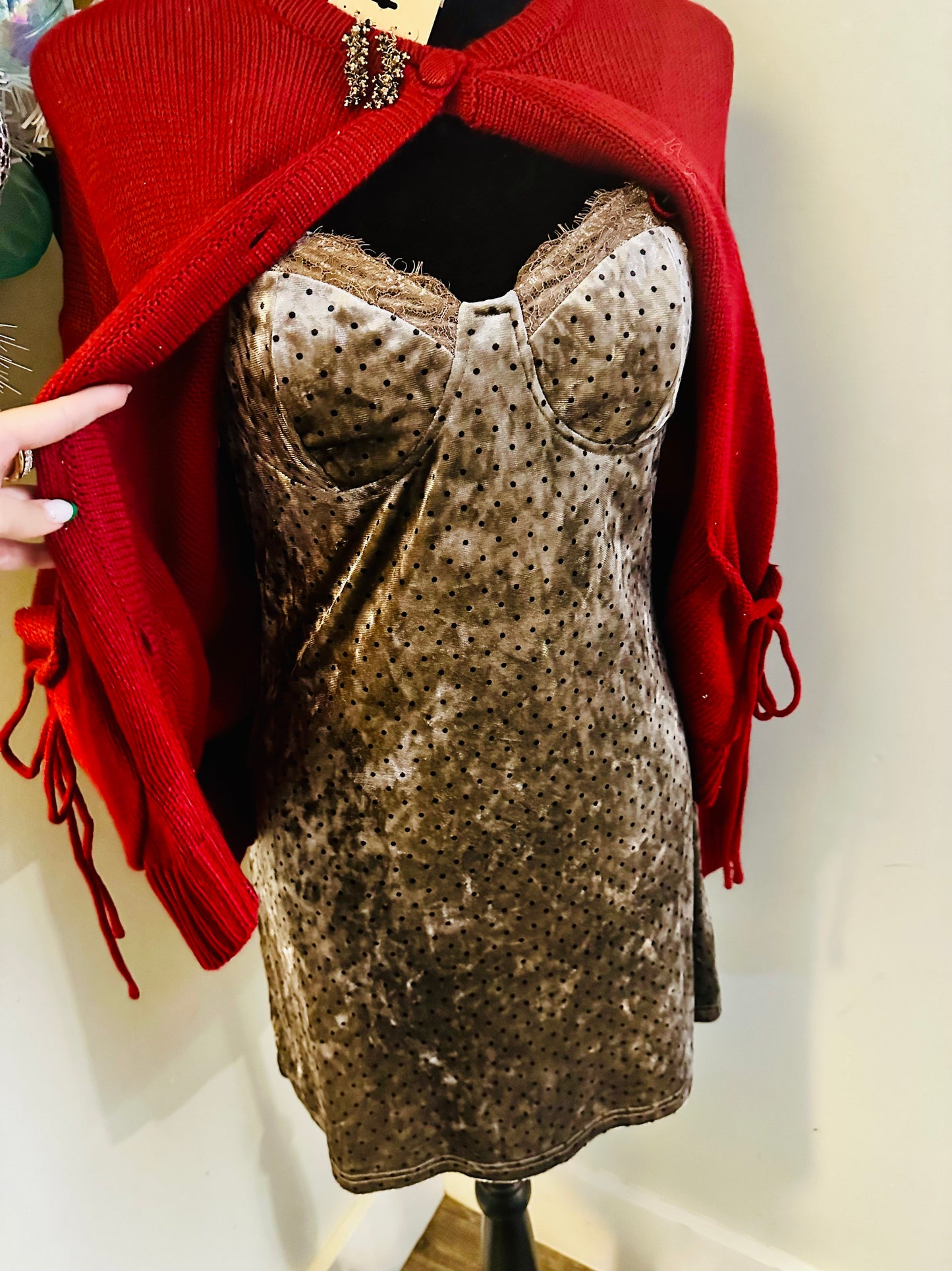 Velvet Polka Dot Mini Dress