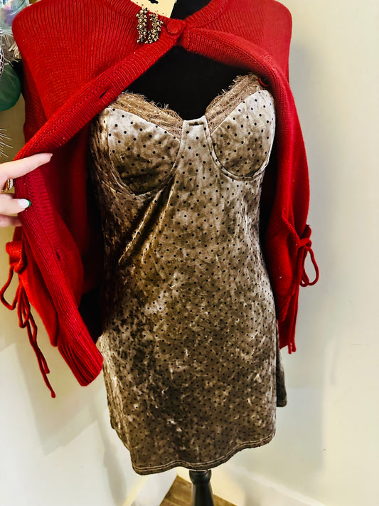 Velvet Polka Dot Mini Dress