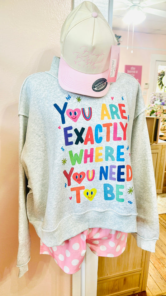 Happy Reversible Graphic Mock Neck Sweatshirt