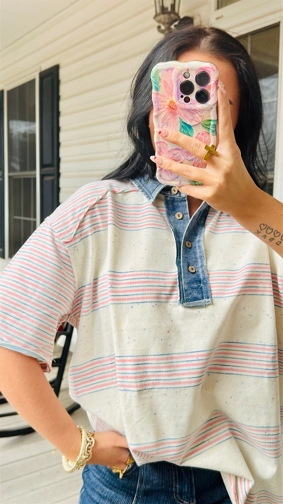 Bluebell Stripe Button-Up