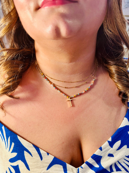 Multi Color Cross Necklace