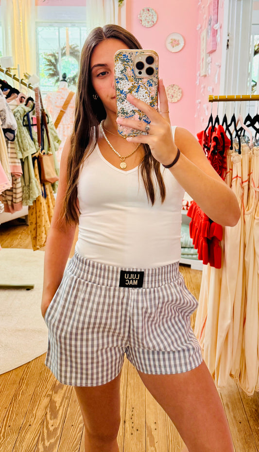 Lulu Mac Grey Gingham Boxer Shorts