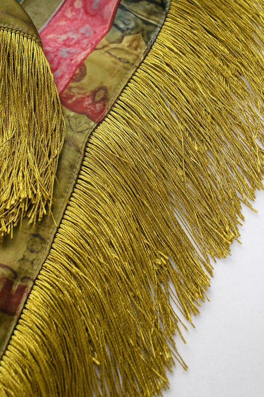 Satin Tassel Fringe Scarf